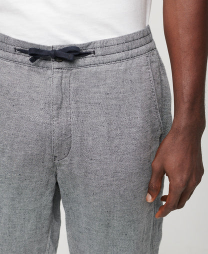 Drawstring Linen Trouser | Dark Navy/Optic