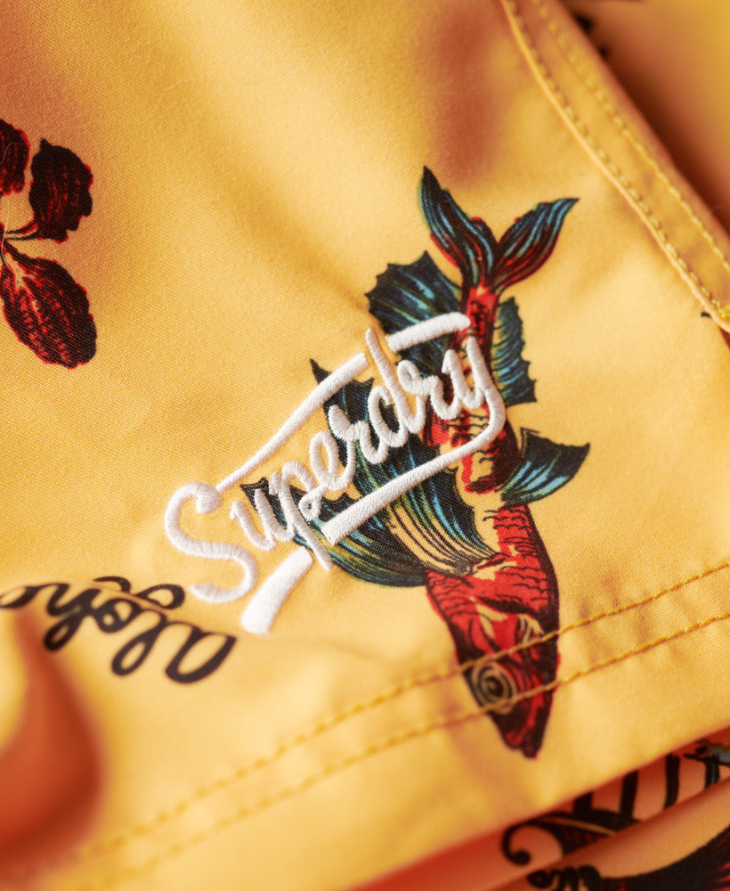 Hawaiian Print Swim Shorts | Aloha Golden Yellow