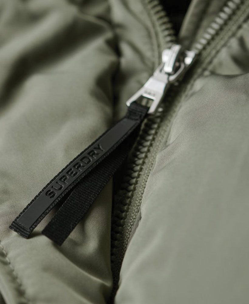 Longline Hooded Puffer Gilet | Light Khaki Green