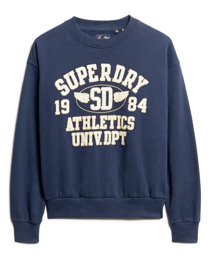 College Script Loose Sweat | Deep Indigo Navy Marle