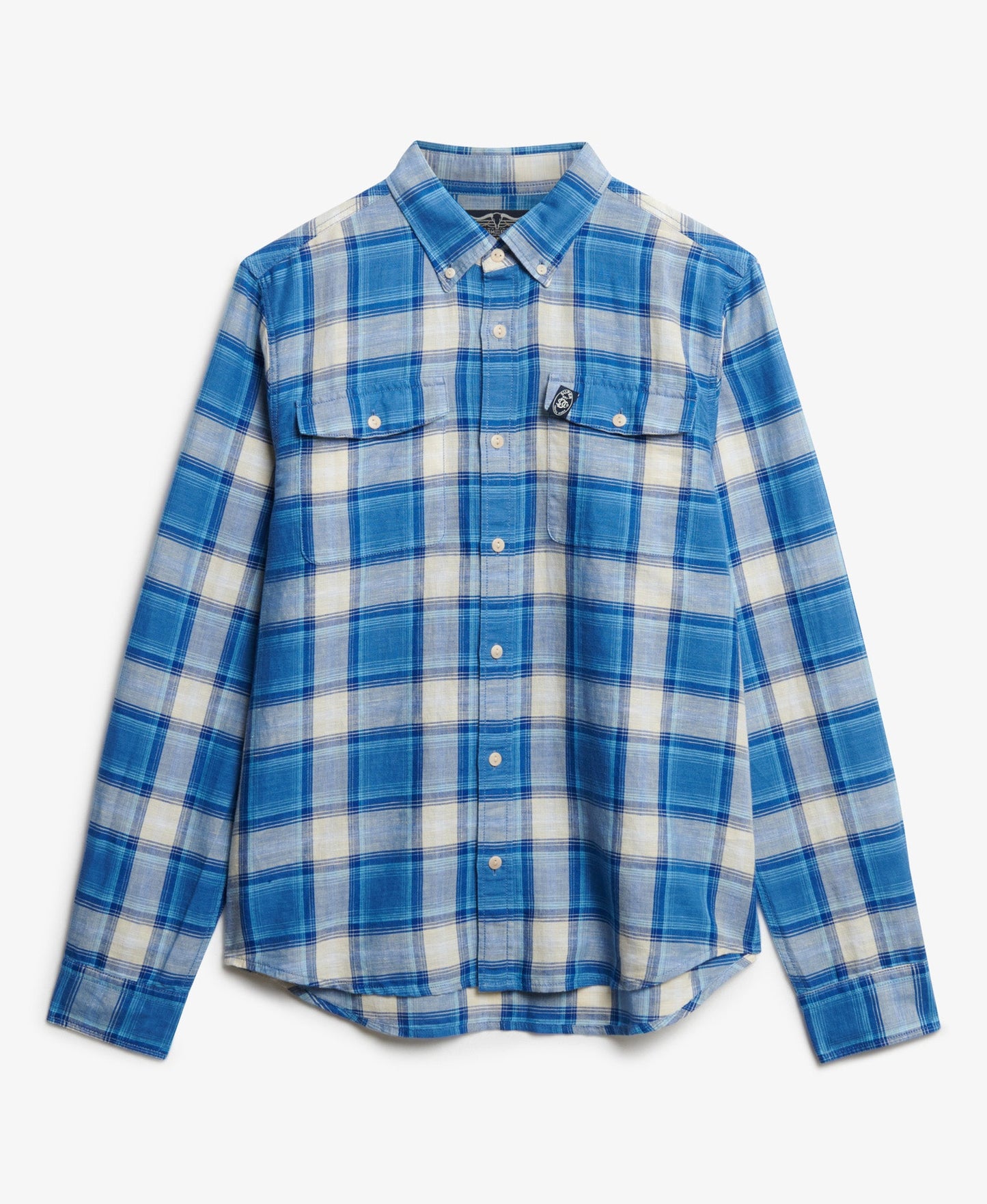 Merchant Linen Check Shirt | Blue Ombre Check