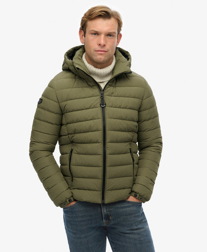 Hooded Fuji Padded Slim Fit Jacket | Shooting Olive