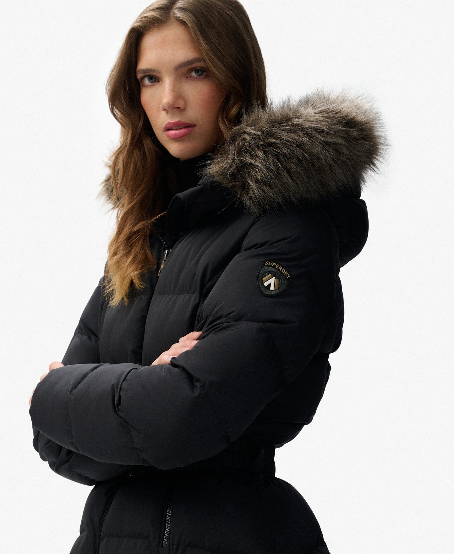Slim Fit Fuji Belted Puffer | Black