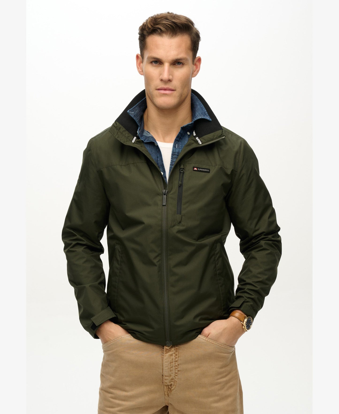 Non Hooded Logo Windbreaker | Surplus Goods Olive Green