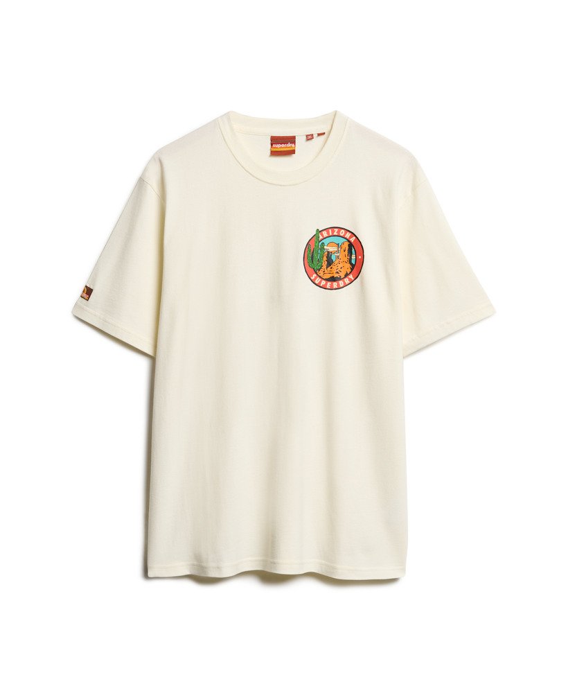 Travel Postcard Chest Tshirt | Solitary Star White