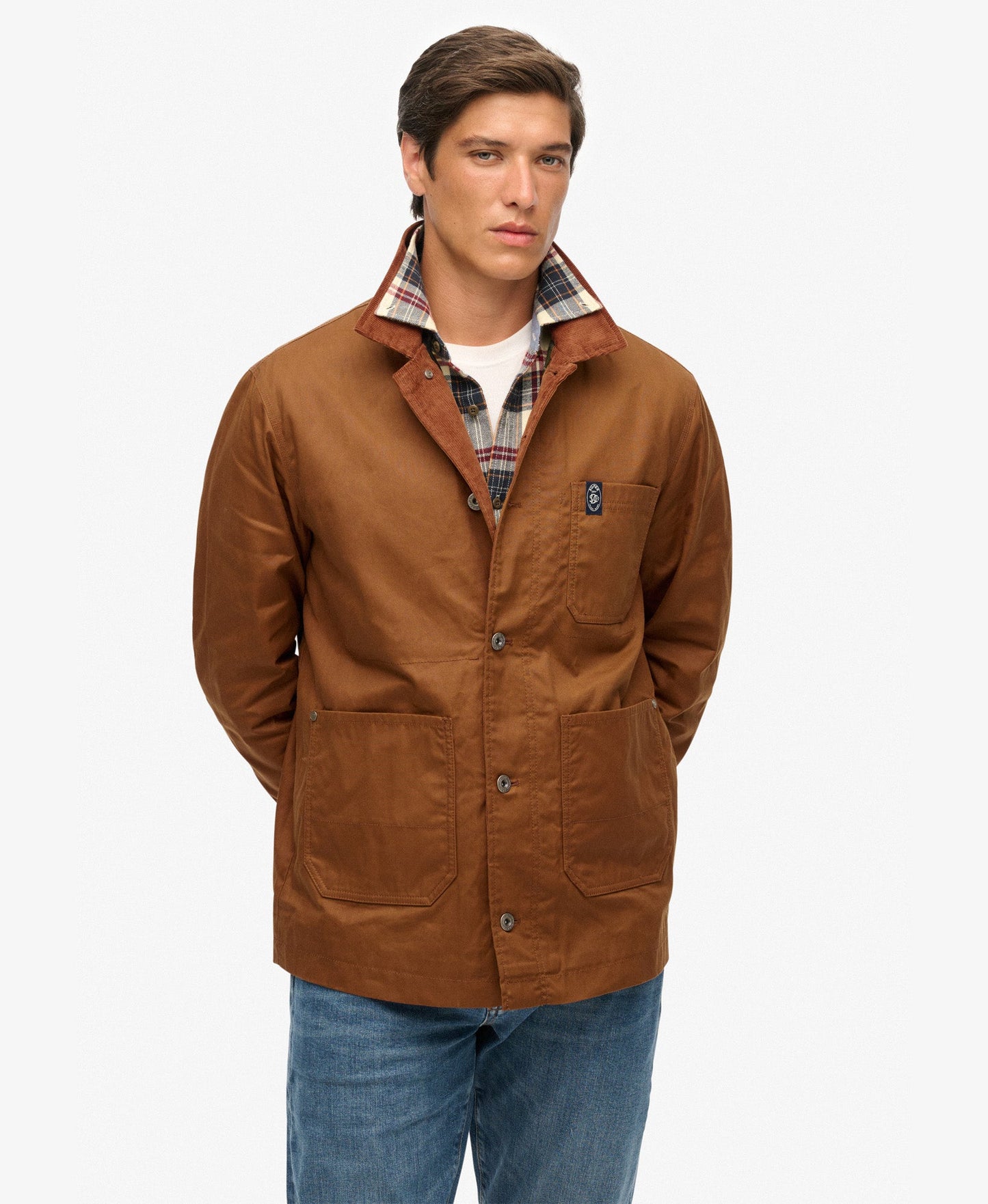 Merchant Waxed Worker Jacket | Denim Co Tobacco Brown