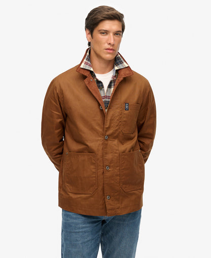 Merchant Waxed Worker Jacket | Denim Co Tobacco Brown