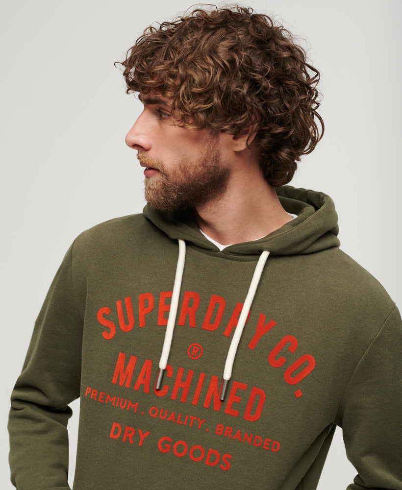Workwear Flock Graphic Hoodie | Khaki Marle