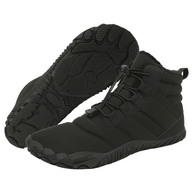 Men's Warm Fleece Barefoot Boots Wide Toe Orthopedic Support Snow Boots Waterproof Non-Slip Winter Boots