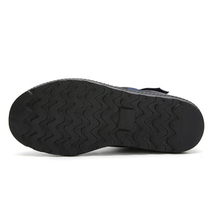 (Limited Time 70% Discount Event) Men's 2024 Winter New Warm Waterproof Non-Slip Puncture-Resistant Velcro Slip-On Snow Boots Ankle Support Orthopedic Wide Toe Arch Support Cotton Shoes