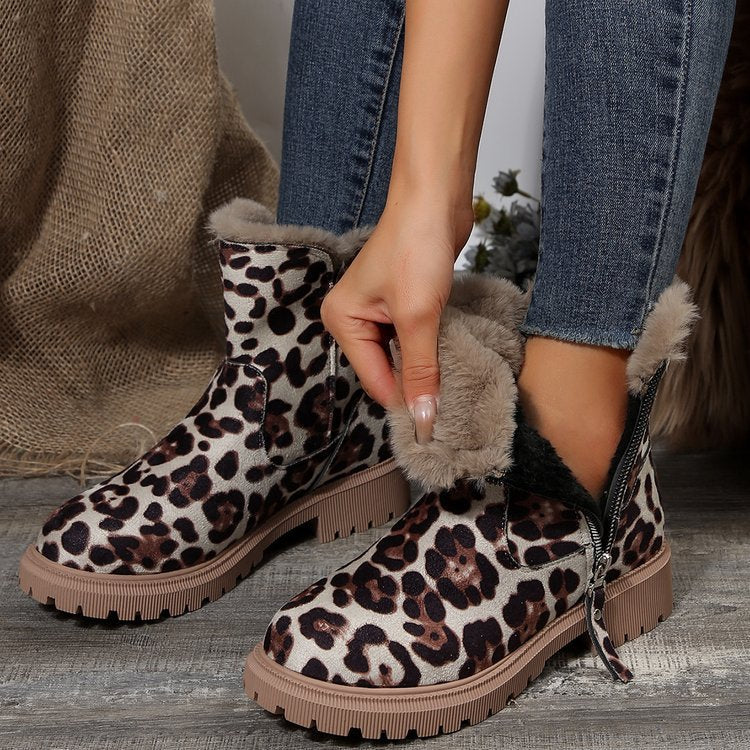 Women's Plush-Lined Ankle Martin Zipper Boots