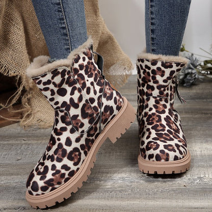 Women's Plush-Lined Ankle Martin Zipper Boots