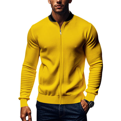 Men's Casual Lapel Zipper Baseball Jacket