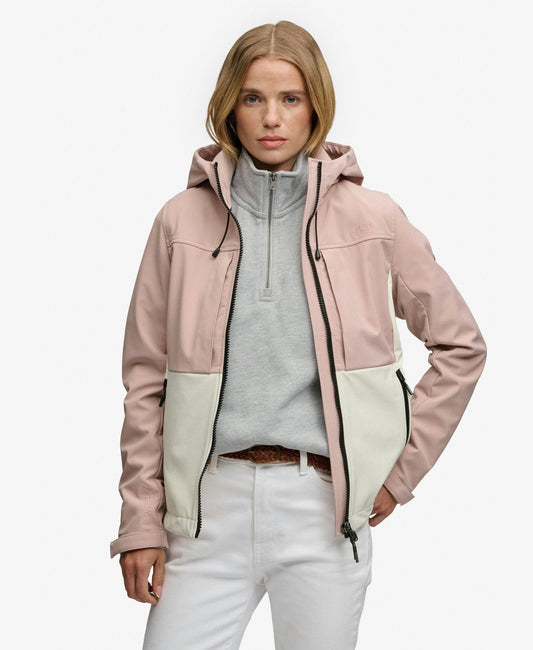 Hooded Colourblock Trekker Slim Fit Jacket | Adobe Rose/Off White