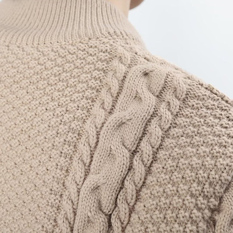 Men's Solid Color Leisure Long Sleeved Knit Sweater Cardigan