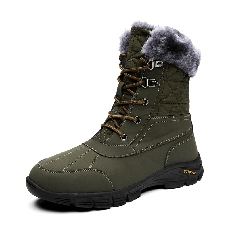 (Limited Time Sale 49%off)Men's Winter Warm Thick Leather Platform Fur Lined Snow Boots Waterproof Non-slip Wear-resistant Winter Boots
