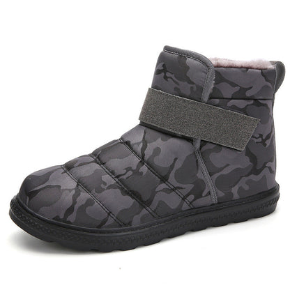 (Limited Time 70% Discount Event) Men's 2024 Winter New Warm Waterproof Non-Slip Puncture-Resistant Velcro Slip-On Snow Boots Ankle Support Orthopedic Wide Toe Arch Support Cotton Shoes