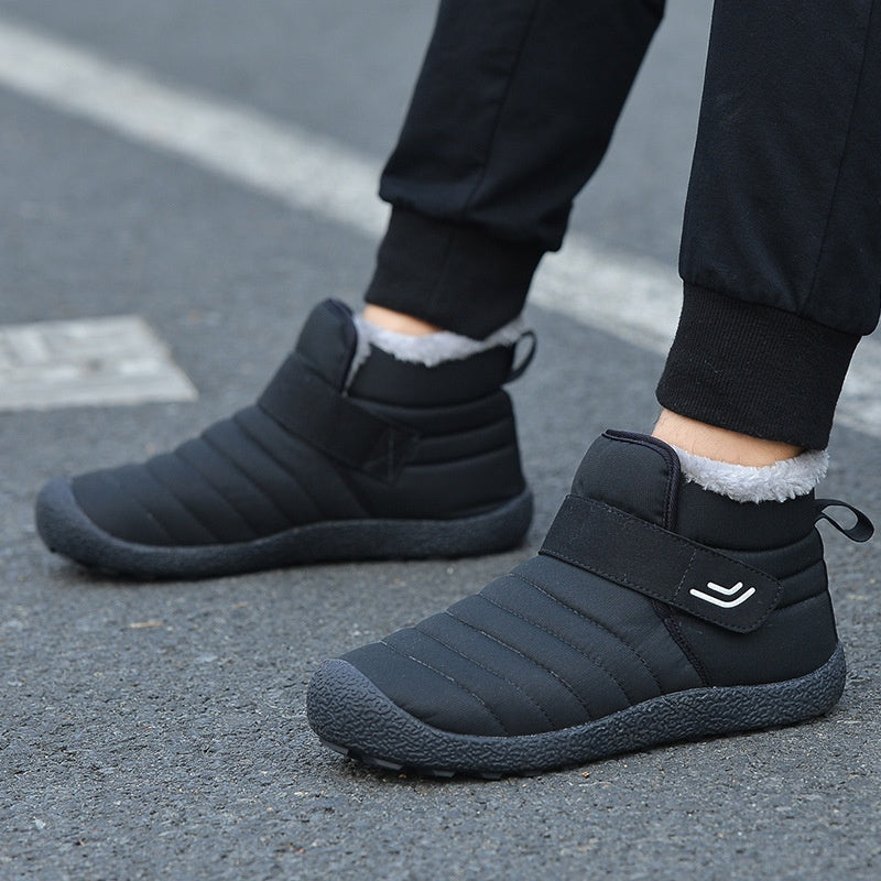 (Limited Time 49% Discount Event)  Men's Winter Warm Waterproof Non-slip Velcro Cotton Shoes Wide Toe Orthopedic Arch Support Slip-on Cotton Shoes