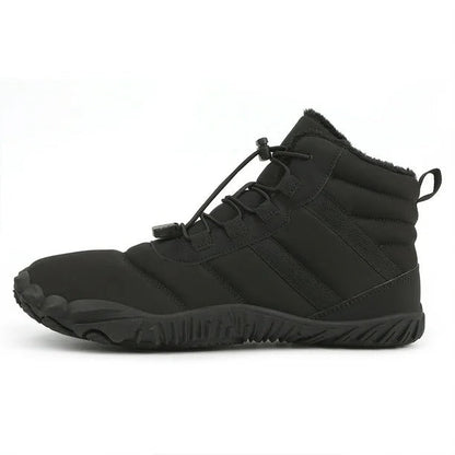 Men's Warm Fleece Barefoot Boots Wide Toe Orthopedic Support Snow Boots Waterproof Non-Slip Winter Boots
